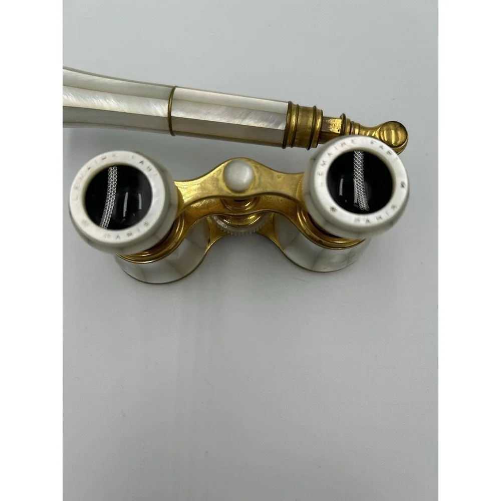 Lemaire Fils Paris Antique Opera Glasses Mother of Pearl Handle Gold Tone